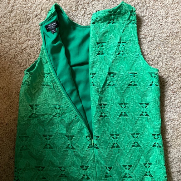 Tahari by Arthur S Levine Kelly Green Flirty Lined Lace Sheath Dress Vintage 6 - Picture 4 of 8